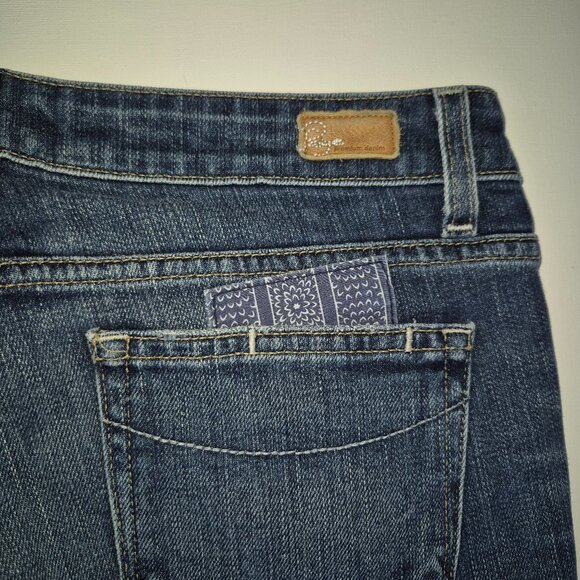 Blue Straight Leg Jeans with Distressed Details and Fading - Picture 6 of 7